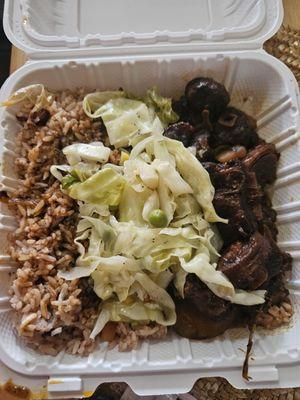 Rice & peas, Cabbage & oxtails