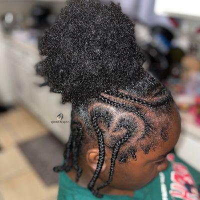 Natural Kids Styling. Protect the Perimeter/Freestyle Braids. Side