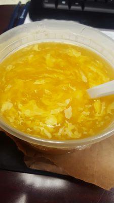 Egg drop soup is rich and delicious