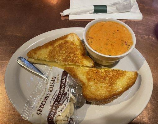 Gouda Grilled Cheese with Tomato Bisque for $11.99. Special item only, not available regularly.