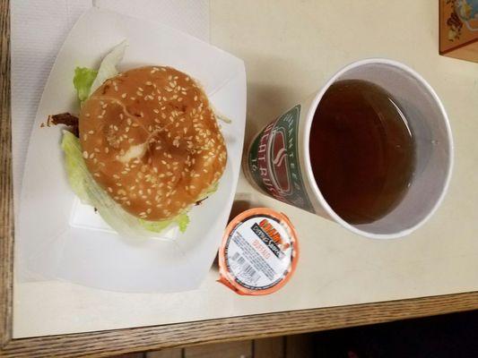 My lunch sandwich and tea in $5.00