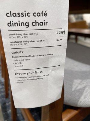 Dining chairs