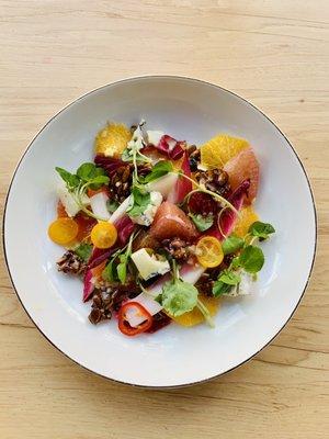 Winter Sunshine Salad! Delicious citrus, watercress and Fresno chiles!