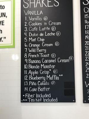 Vanilla shake flavors!