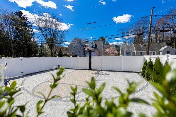 Paver Patio Basketball Court Project in Winchester, MA