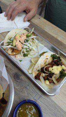 Fish taco and Al Pastor Taco