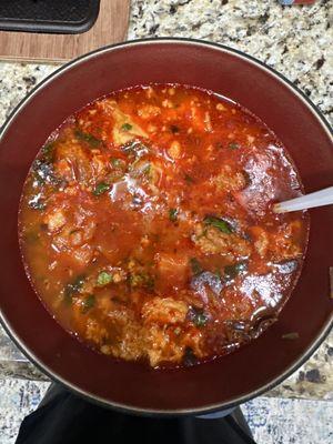 Red Menudo with onions, cilantro and lime