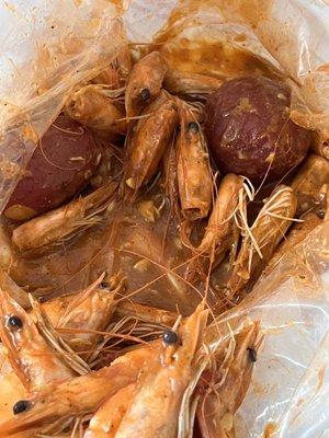 A bag of nothing but shrimp heads