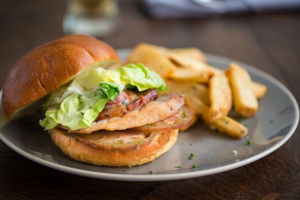 PLT - Ahi tuna · butter leaf lettuce · pancetta · heirloom tomatoes · brioche roll