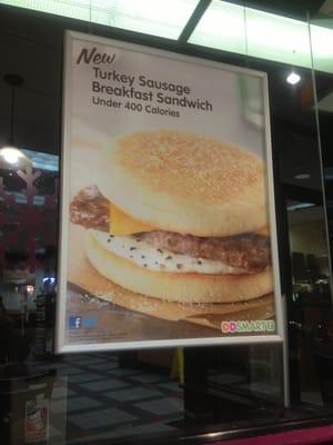 new   turkey  sausage  Breakfast  Sandwich.  under 400  calories.