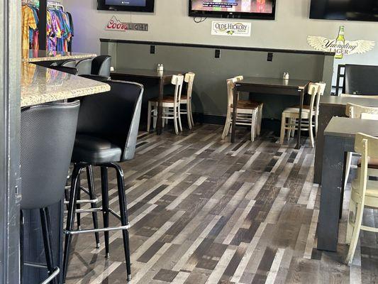 Bar area seating (not pictured: restaurant seating due to patrons dining).