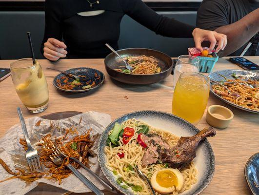 Duck Ramen, Tokyo Fries, and Pad Thai in the corner