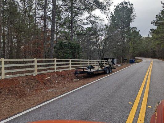 5 ft tall 4 rail=ranch style appearance grade pressure treated pine.