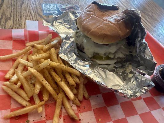 Double Burger and Fries