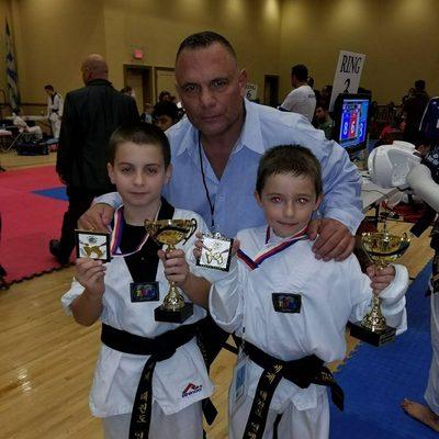 Alex and TJ 2nd place black belt sparring