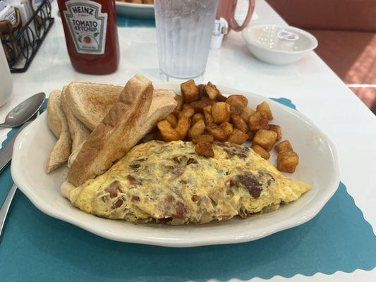 Excellent potatoes with my omelette!