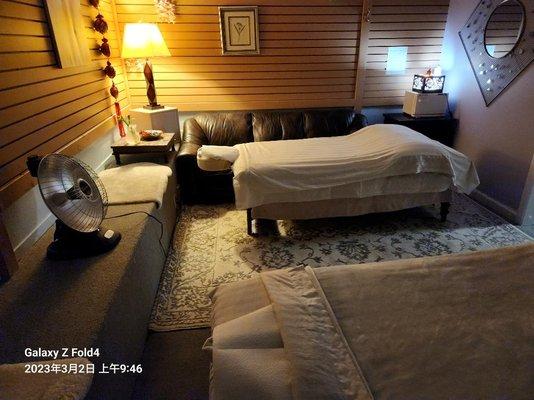 Couples Enjoy Our Comfortable Blankets, Tables and Heated Beds