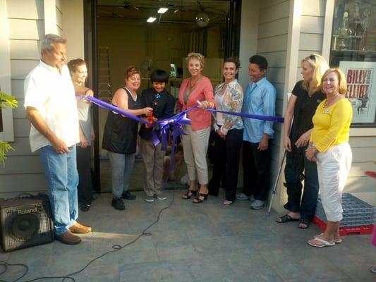 Shely with Billy Elliot star JP Viernes cutting the ribbon of her new studio.