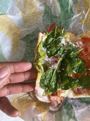 Poorly made subway Sandwich