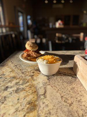 The Sticky Maple Sandwich and Bluegrass Grits Side