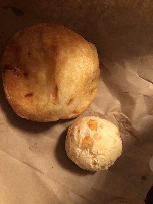 2 types- Big & small pao de queijo (side by side comparison)