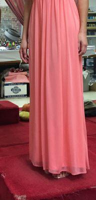 Formal dress alteration done well. $30. With optional steaming is additional $10.