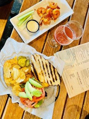 Grilled chicken sandwich & buffalo shrimp