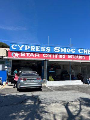 Smog Check, quick and easy, pulled in, and attended within minutes