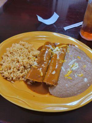 Brisket enchiladas with Ancho sauce.