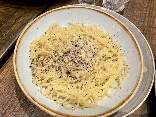 Side of pasta - generous portion size and cooked perfectly al dente