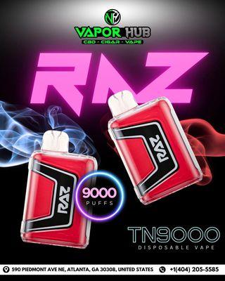 RAZ TN9000 is stocked and ready at Vapor Hub Piedmont! Smooth flavors in every puff!