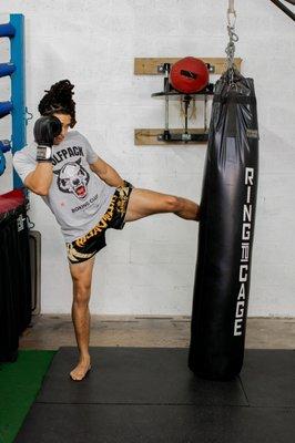 Heavy bag work.