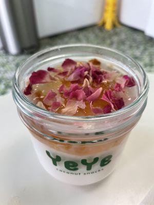 Rose peach gum coconut pudding