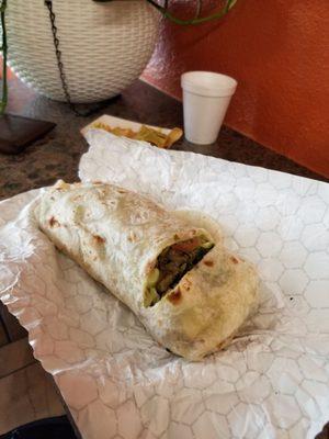 Loco burrito shrimp and carne asada.