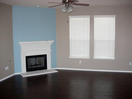 Interior walls on a new home, with accents.