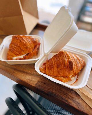 Ham & Gruyère cheese croissant sandwich / $8.90 each, add sunny-side-egg / $2.50