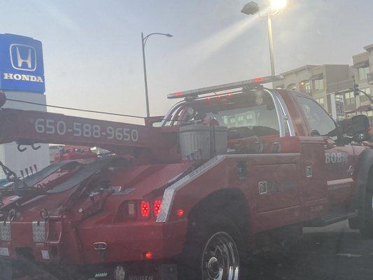 Albert's towing truck with phone number!