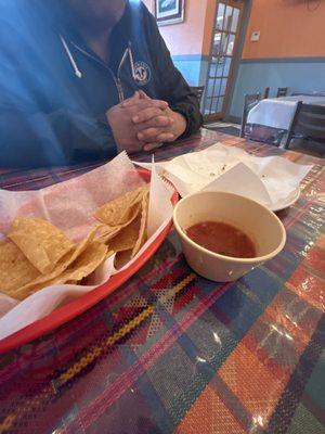 Chips and salsa with an extra dish