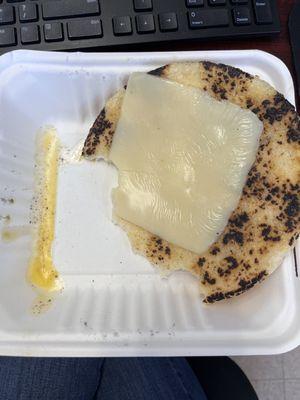 Arepa with sliced cheese