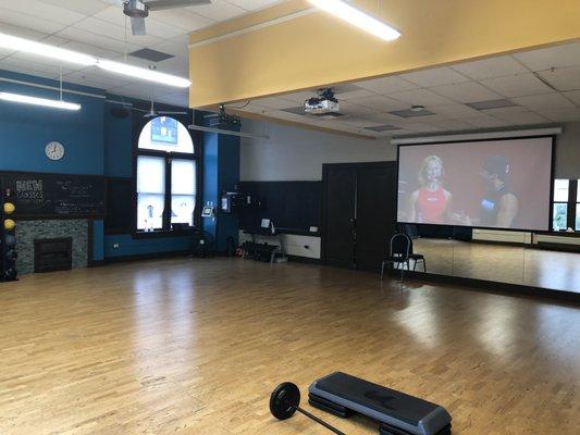 The studio is the perfect spot to complete a virtual workout around the class schedule!