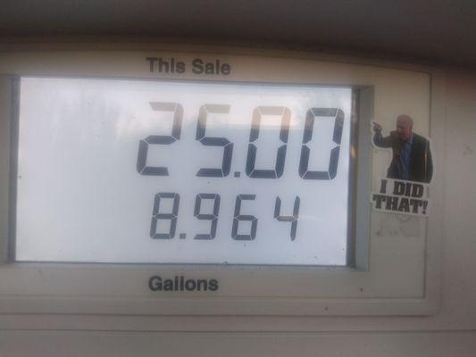 Only $2.78 a gallon after the rewards program.  I also like seeing my president anywhere, including the gas station.