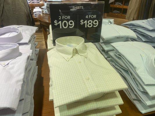 Shirts are a fair price at 4 for $189.