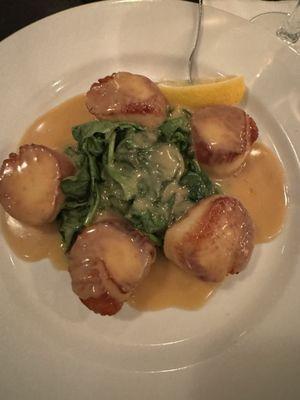 Scallops with spinach