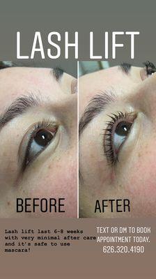 Lash lift before and after