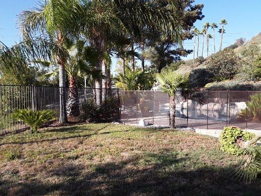 5' tall all brown removable mesh pool fence installed in Santa Clarita.