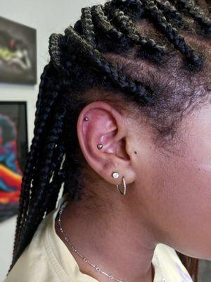 Conch, Helix and lobe piercings