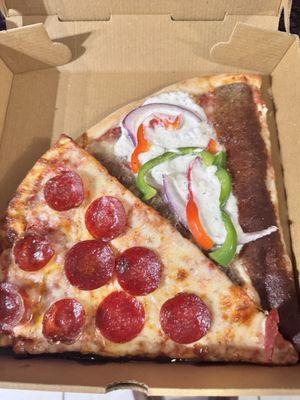 Gyro Pizza and Pepperoni Pizza