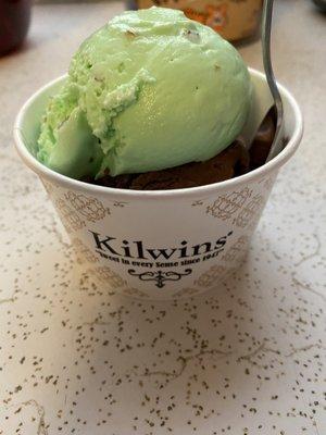 Never to cold for ice cream!! Pistachio and chocolate Peanut Butter!!