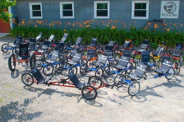 We stock a wide selection of recumbent trikes so you can try a variety before picking YOUR favorite!