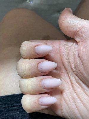 I typically get nude acrylic and she filled with clear...didn't ask me or explain why